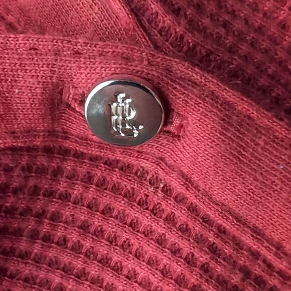 Ralph Lauren Burgundy Waffle-Knit Cotton Henley Dress Large - Picture 5 of 13